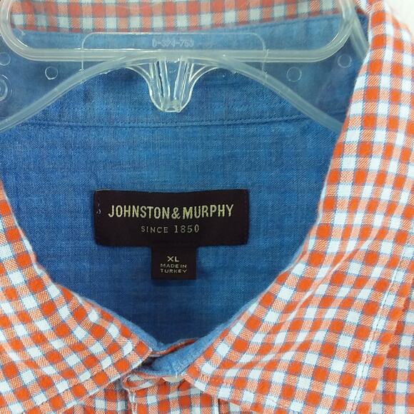 Johnston & Murphy Double-Layer Men's Long-Sleeve Shirt Red Gingham XL - Picture 4 of 8